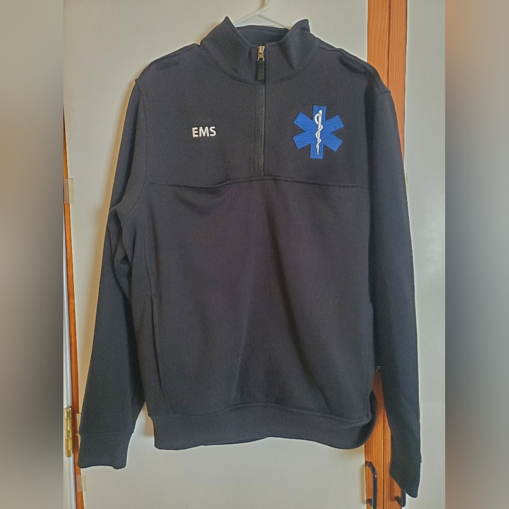 Custom Made EMS Quartet Zip Sweater Medium Black Pockets EMT Brand New